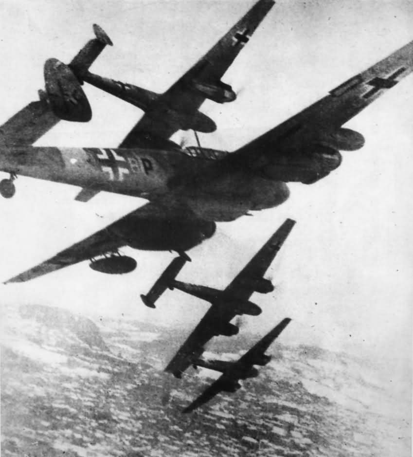 Messerschmitt Bf 110 fighters in action