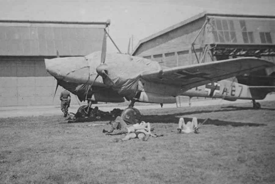 Messerschmitt Bf 110 trainer on airfield