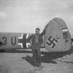 Soldier with Messerschmitt Bf110 ZG26 Africa