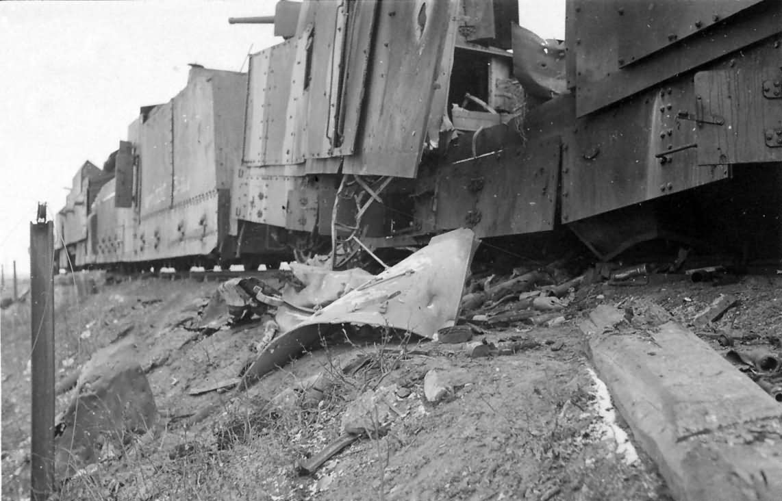 Destroyed russian armored train