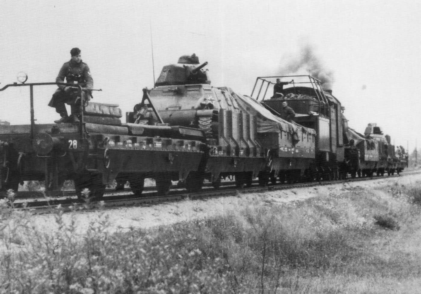 German armoured train with Somua S35 tank eastern front