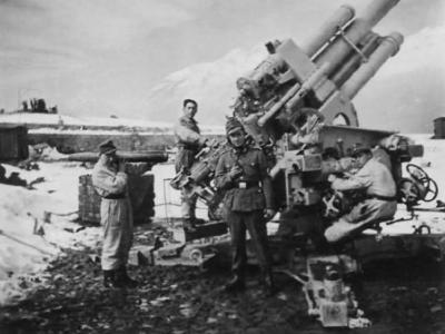 anti aircraft gun Flak 105 mm in Norway