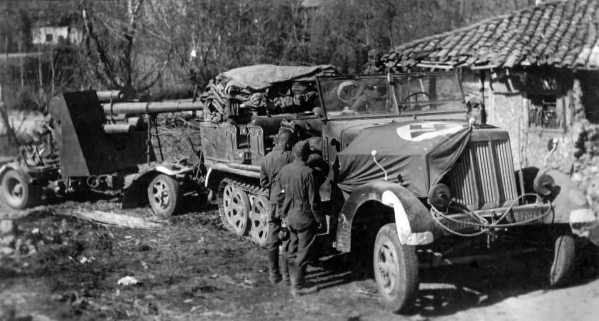 Flak 88 mm and halftrack Greece April 1941