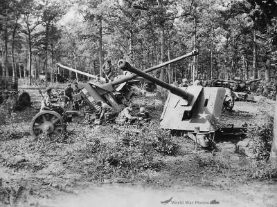 Captured German Pak Guns in Rheims France 1945