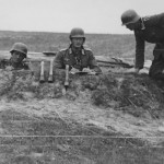 wehrmacht soldiers with handgranaten in a trench on the Eastern front