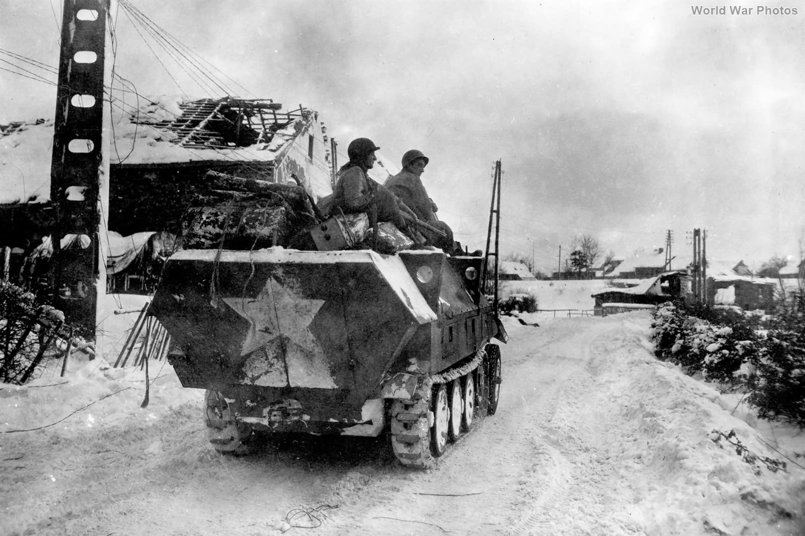 1st Infantry Division troops use SdKfz 251 in Schoppen Bulge 22 January 1945