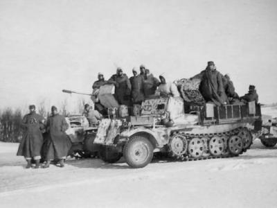 armored Sd.Kfz.10/4 with winter camouflage