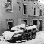 A German half-track SdKfz 250 destroyed in Houffalize, Belgium