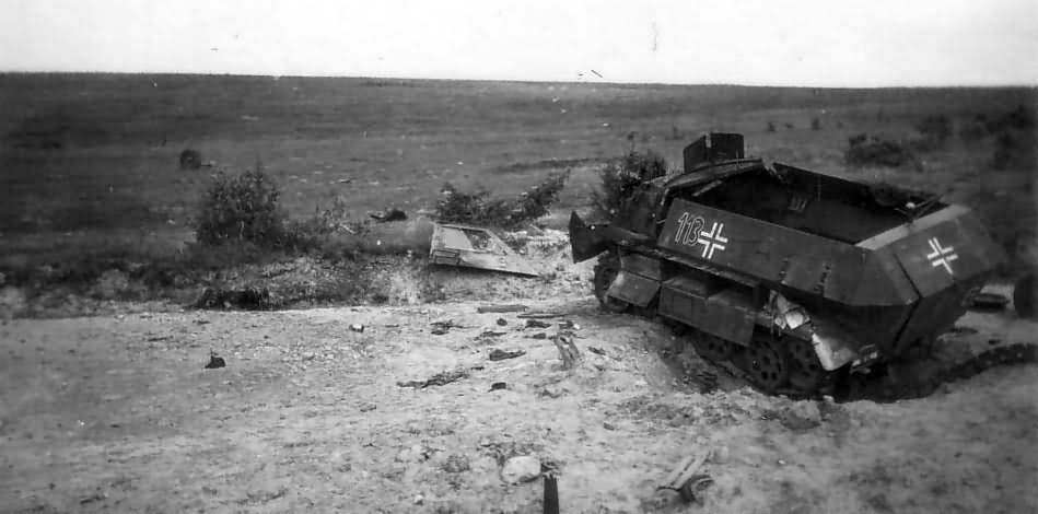 Destroyed armoured personnel carrier SdKfz 251 113