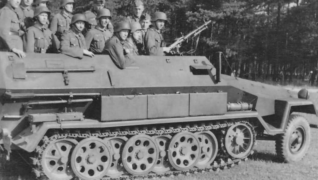 german halftrack SdKfz 251 Ausf A and wehrmacht soldiers