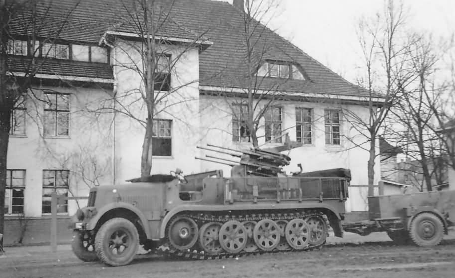 SdKfz 7/1 with a 2 cm Flakvierling 38 L/65 and Sd. Ah. 56 trailer