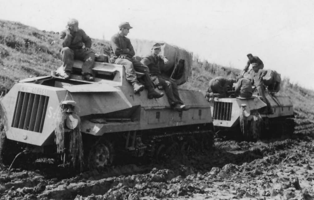 Two self-propelled artillery vehicles Panzerwerfer 42