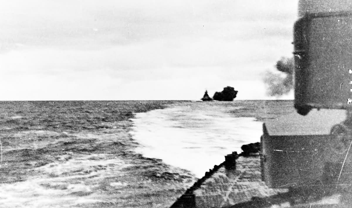 Bismarck firing on HMS Prince of Wales and HMS Hood