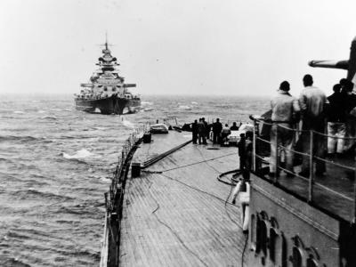 Bismarck seen from the heavy cruiser Prinz Eugen
