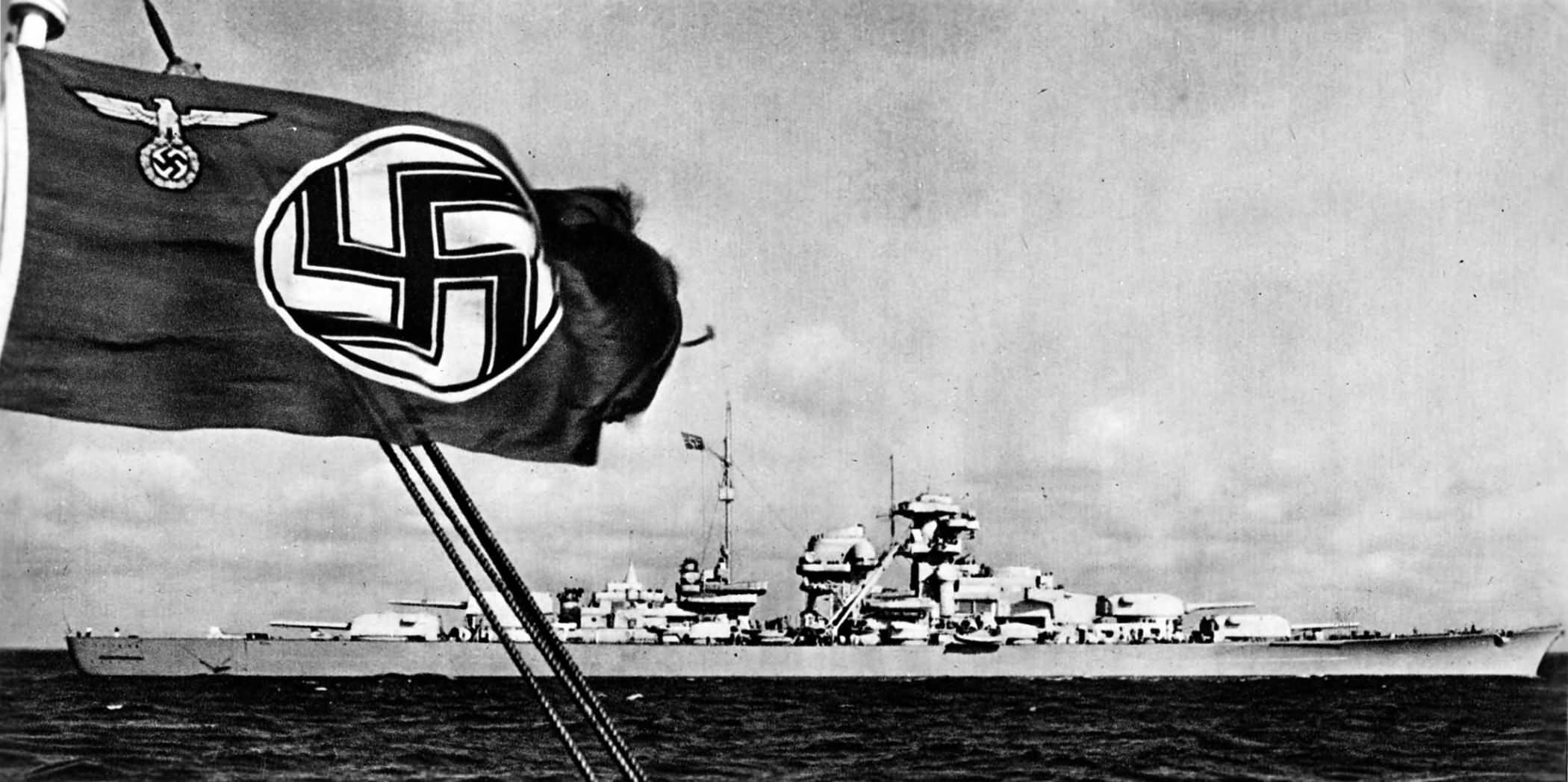 Broadside view of Battleship Bismarck 1941