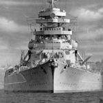 German battleship Bismarck in August 1940, bow view