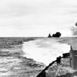 Bismarck firing on HMS Prince of Wales and HMS Hood