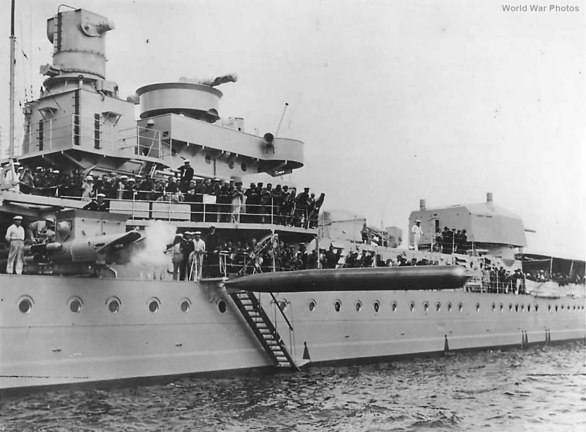 Torpedo fired from Koln during Marine Week at Kiel ’35