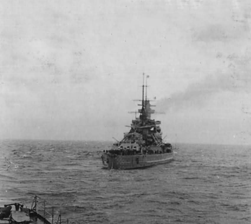 A stern view of the German Scharnhorst-class battleship