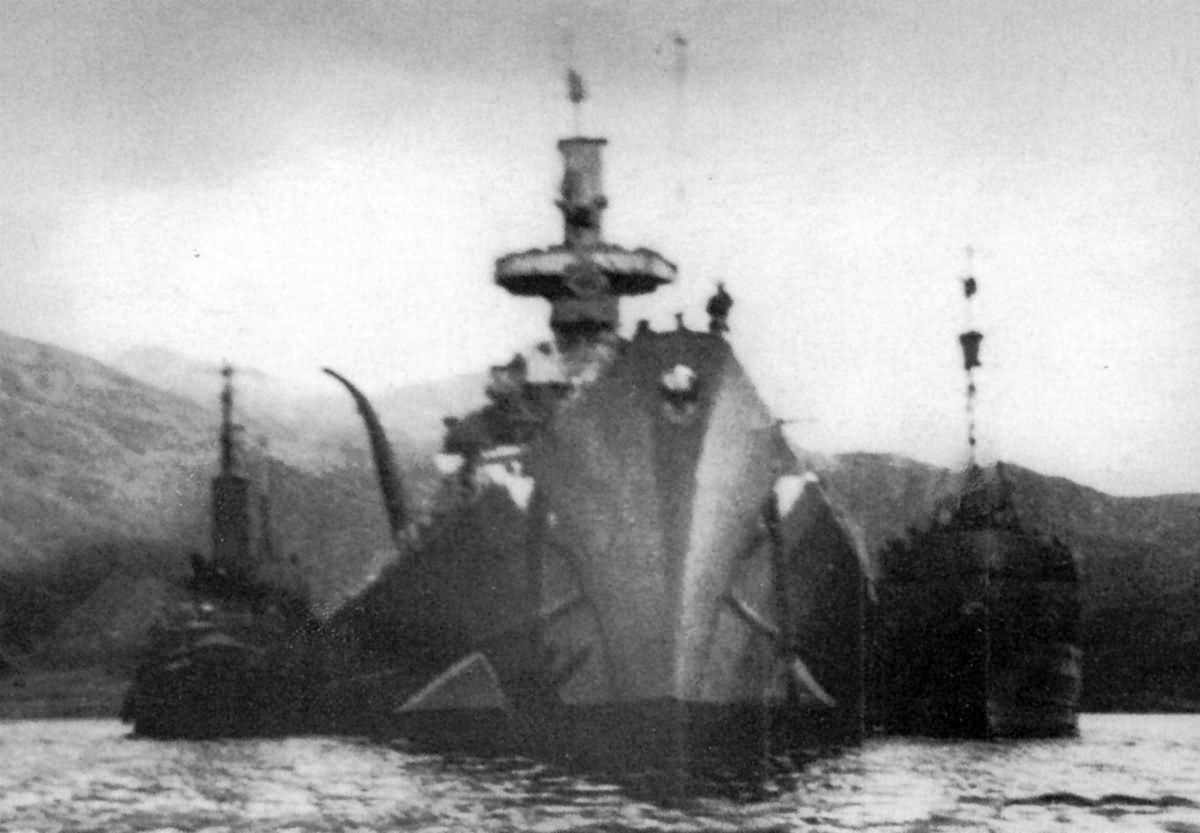 Bow view of battleship Scharnhorst, Norway 2