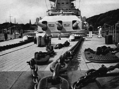 Bow view of German pocket battleship Admiral Scheer