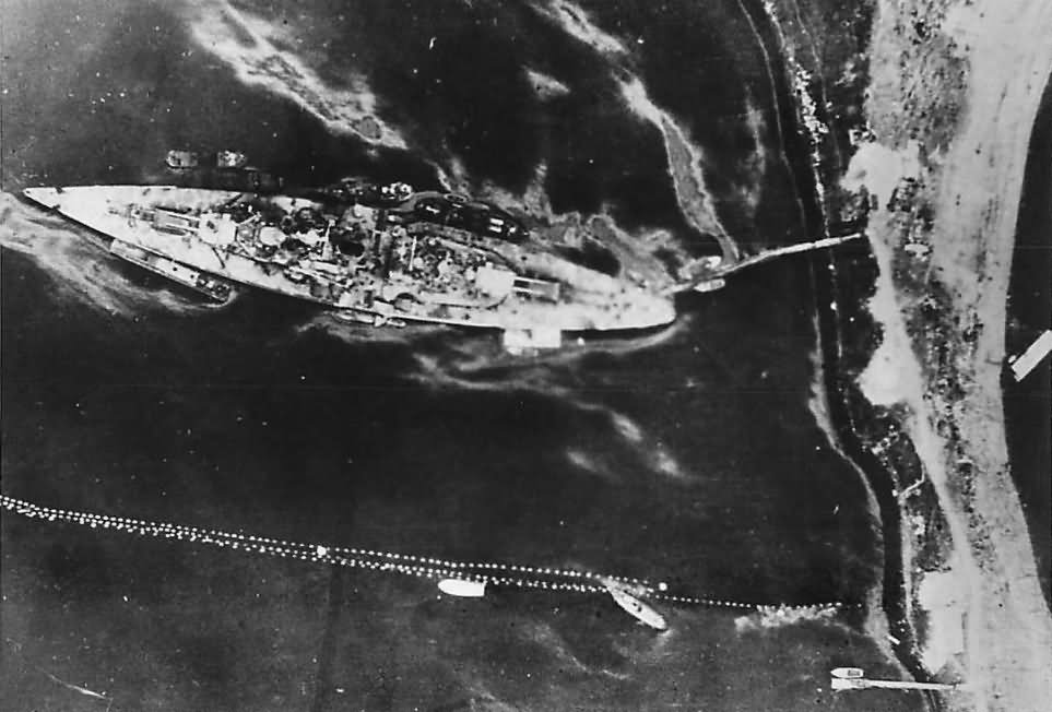 Tirpitz in Kafjord Altafjord photographed by a Mosquito July 12th 1944