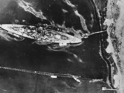 Tirpitz in Kafjord Altafjord photographed by a Mosquito July 12th 1944