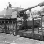 Dicker Max being transported on rail car