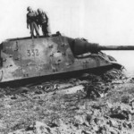 Jagdtiger 332 of sPzJagAbt 653 abandoned and blown up by the crew