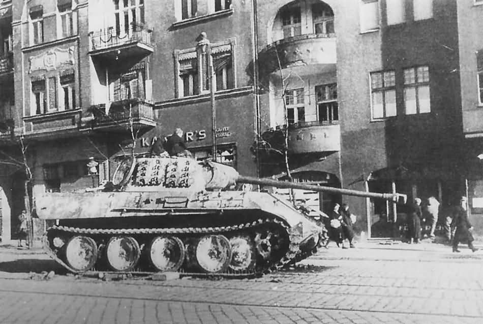 Abandoned Panther Ausf G tank from 19th Panzer Division Poznan 1945