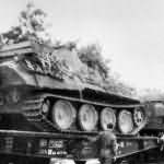Panther tank on flatbed rail car