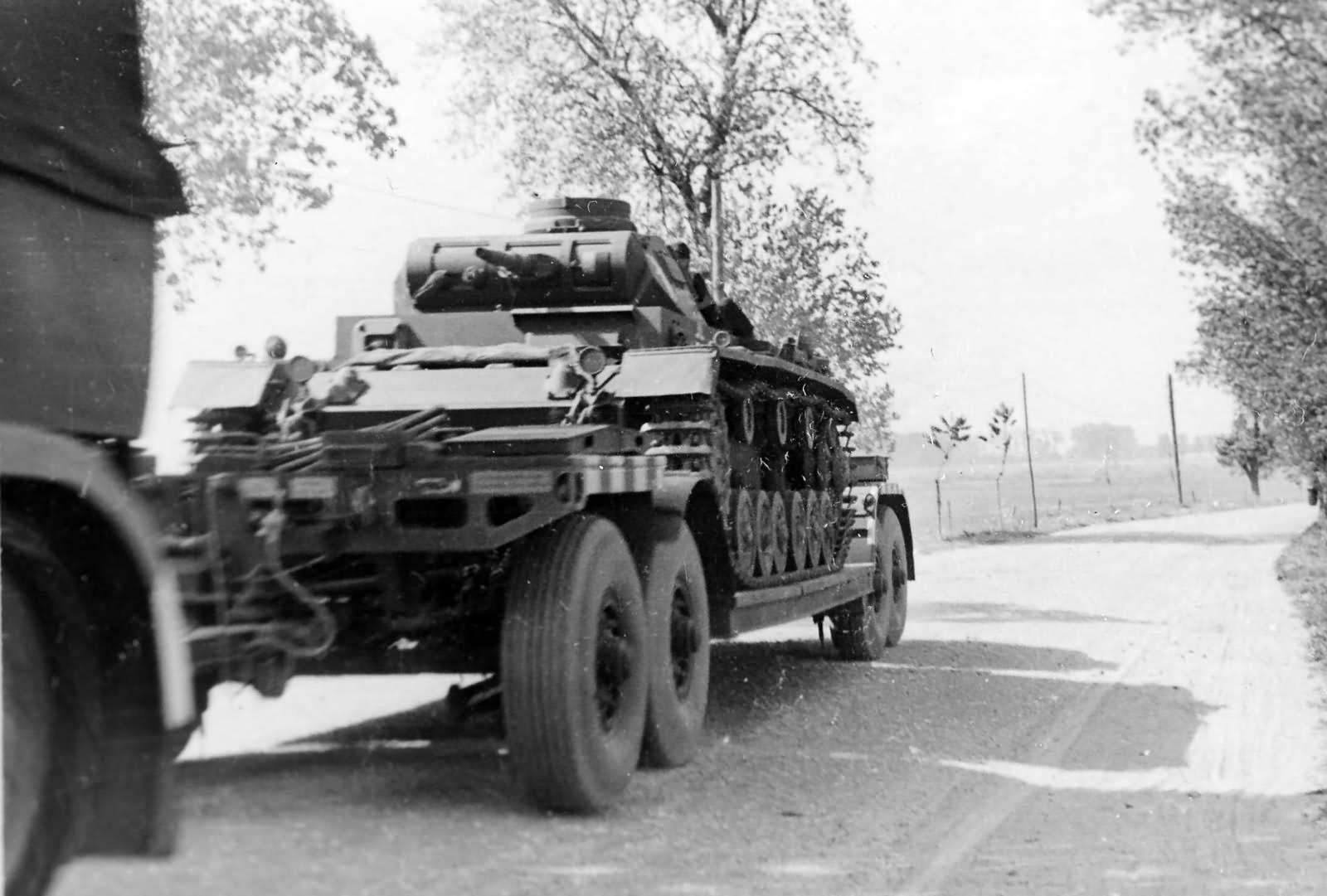 Panzer 3 tank on transport trailer