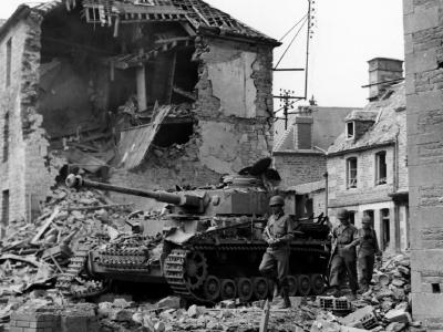 Wrecked Panzer IV in Pontfaroy France on August 3, 1944