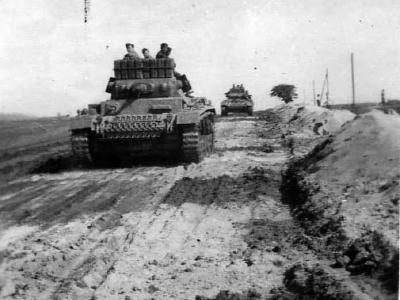 Column of Panzer III tanks on a road in Russia 2
