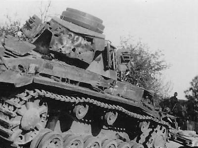 Damaged Panzer III on trailer