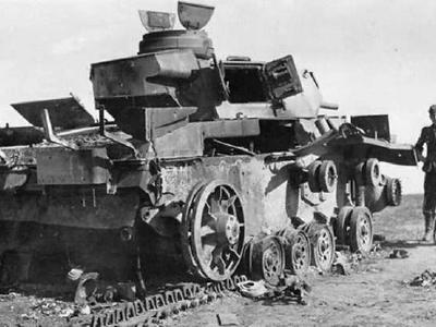 The charred remnants of a german Panzer III 8