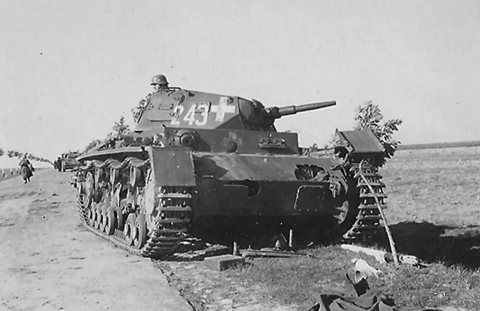 Destroyed Panzer III tactical number 243, Poland 1939