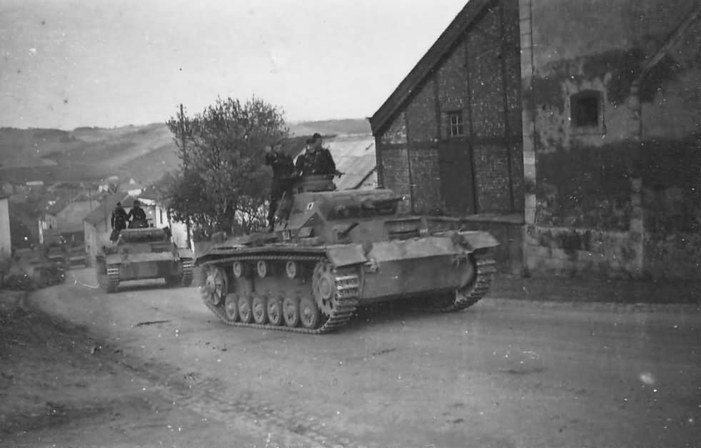 A column of Panzer III tanks Luxembourg