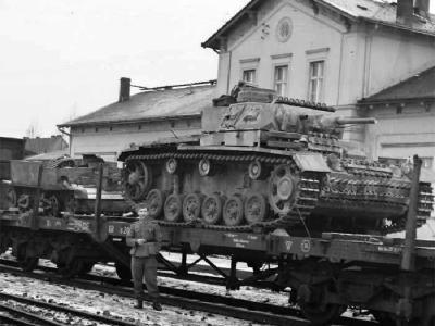 Panzer III of 2 Panzer Regiment on rail car