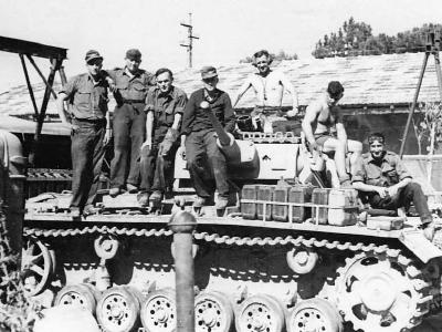 Panzer III tank in a field workshop
