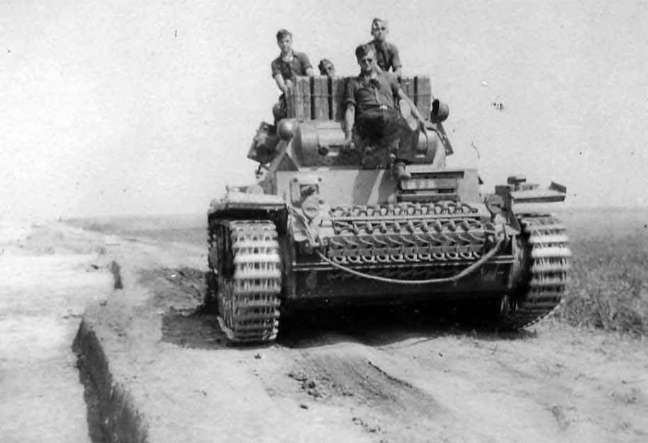 Panzer III with short gun on a typically primitive Russian road