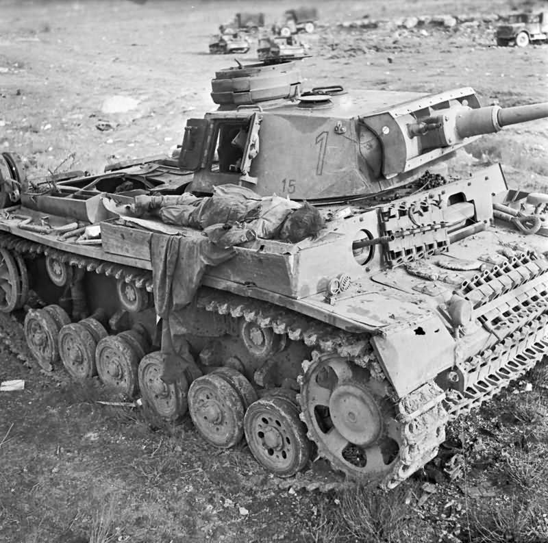 Body of German Soldier on Panzer III DAK – 1 February 1943