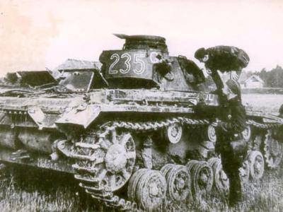 Panzer III tank with Rommelkist, turret number 235, Panzer Group Guderian
