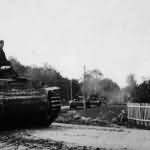 Panzer IV tanks column advancing to combat zone