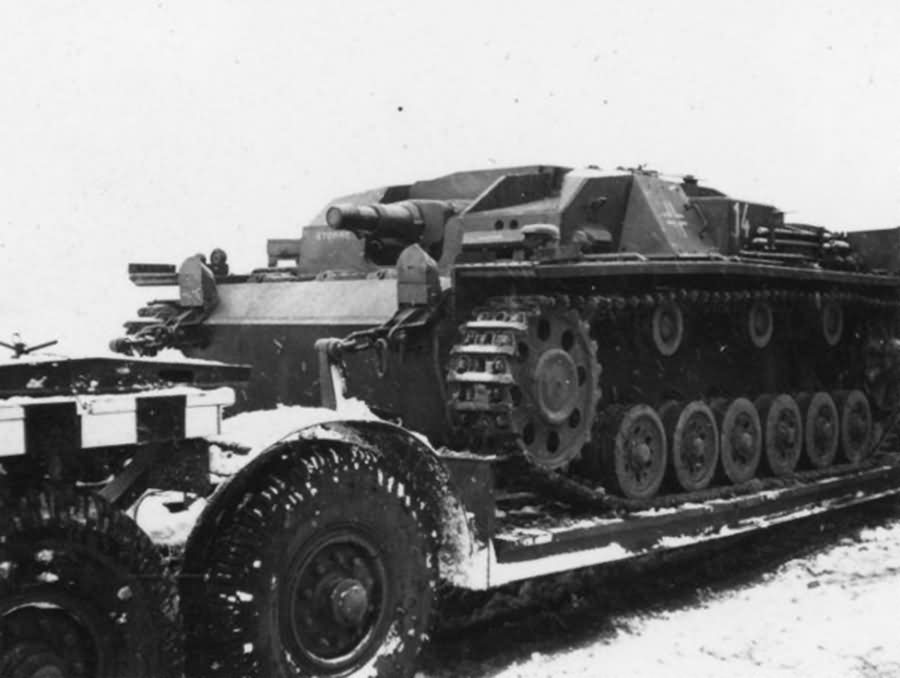 StuG III ausf A on trailer