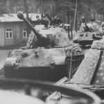 Tiger 2 tanks with transport tracks of schwere Panzer Abteilung 503. Sennelager Germany 1944
