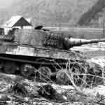 Destroyed King Tiger tank of the Schwere Panzer Abteilung 506. Tank number 109 Ardennes