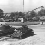 German Tiger II and Panzer IV tanks