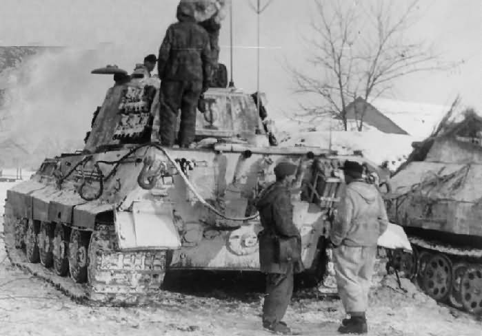 Tiger II tank of the schwere panzer abteilung 509. Tank code I. Eastern Front 1945