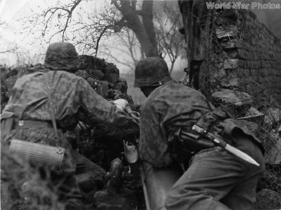 Soldiers of Waffen SS in action with flammenwerfer 35 1942 2
